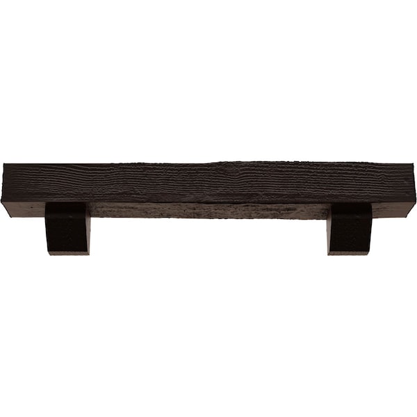 Kit W/ Ashford Corbels, Premium Mahogany, 8H  X 12D X 84W Rough Sawn Faux Wood Fireplace ManteL